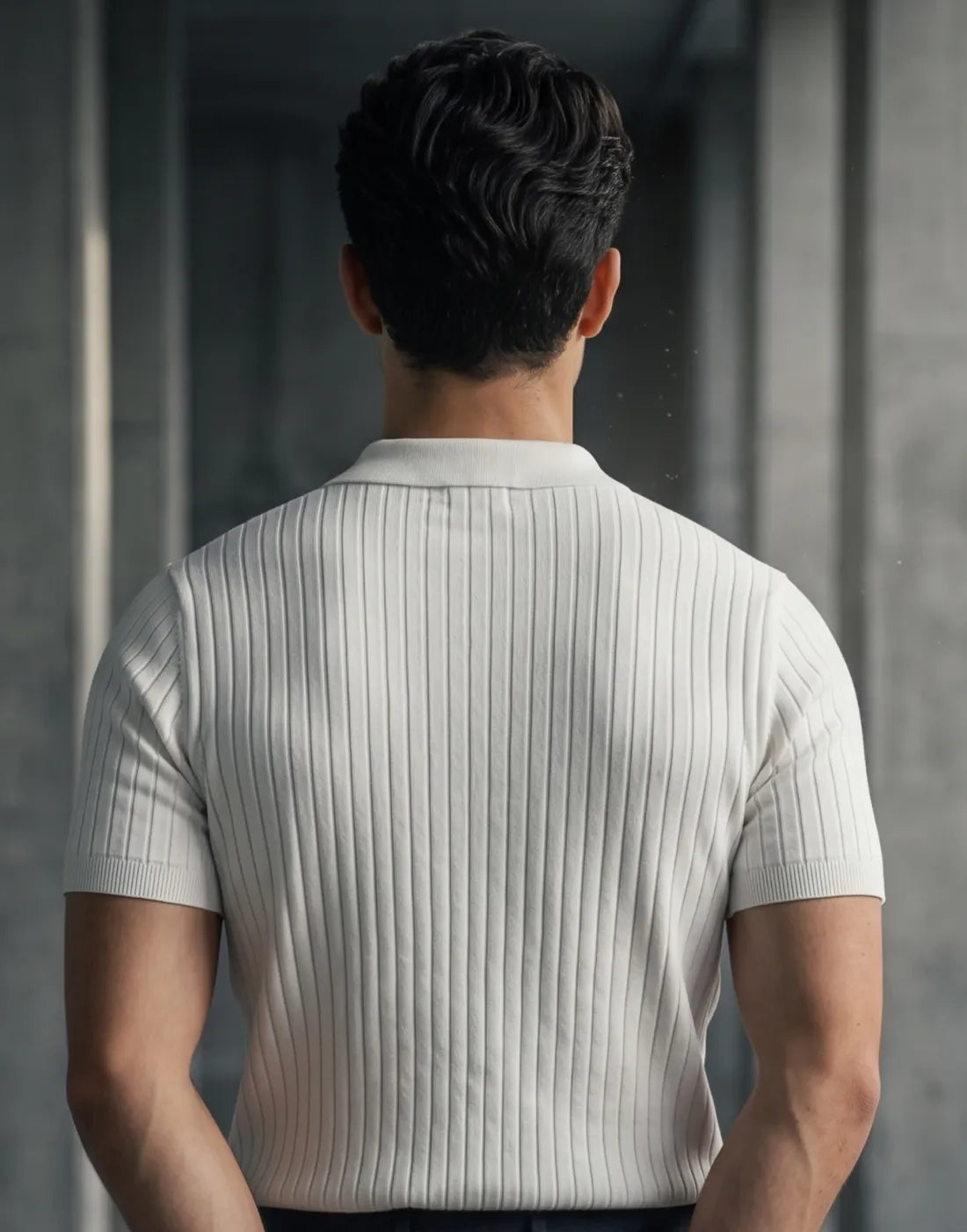 White Knitted Urban Polo T-shirt