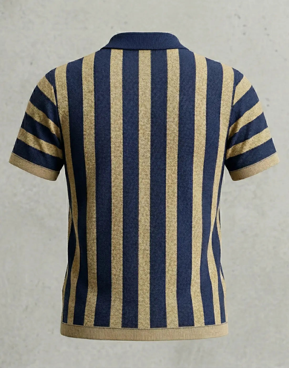 Blue Brown Strip Knitted Fabric Polo T-shirt