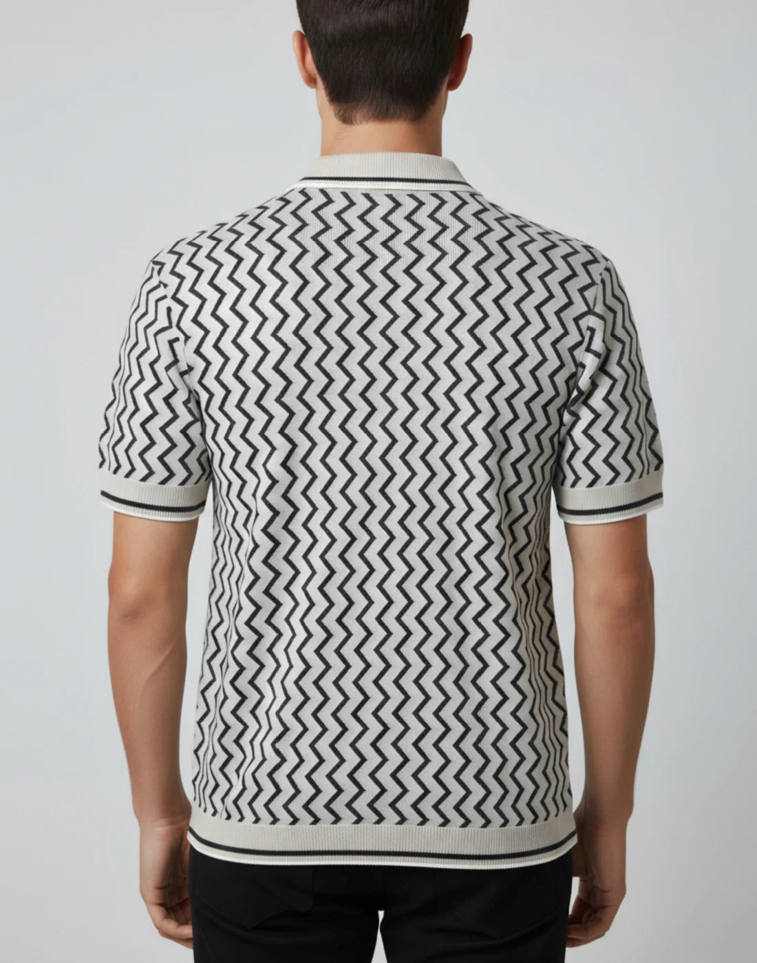 Green Jacquared Knitted Fabric Polo T-shirt