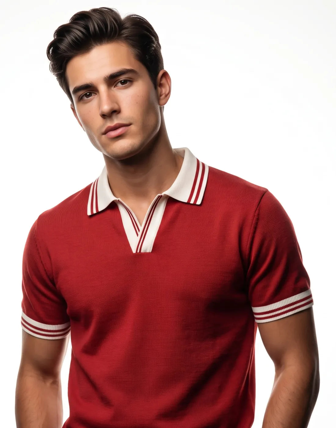 Red Knitted Urban Polo T-shirt