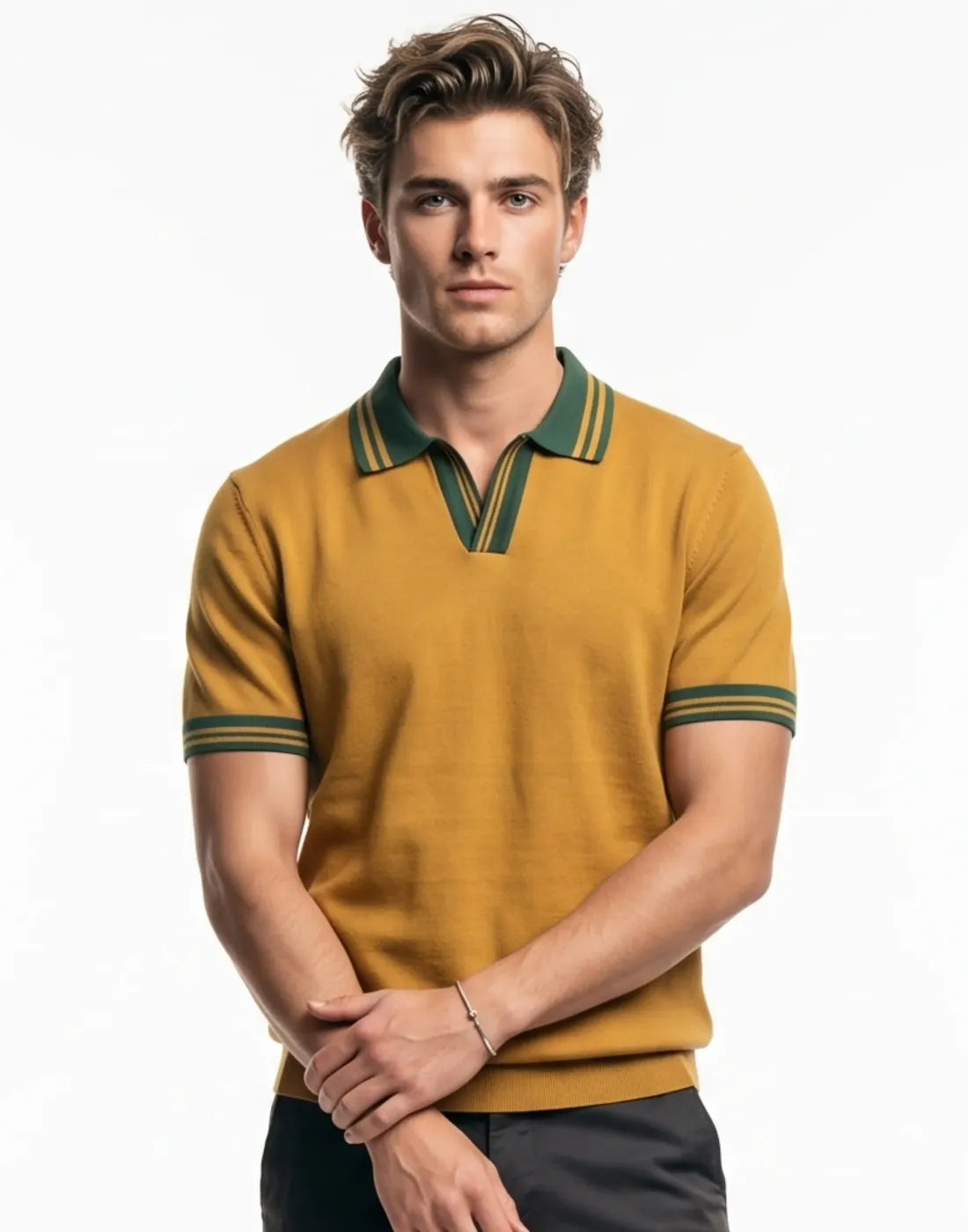 Yellow Knitted Urban Polo T-shirt