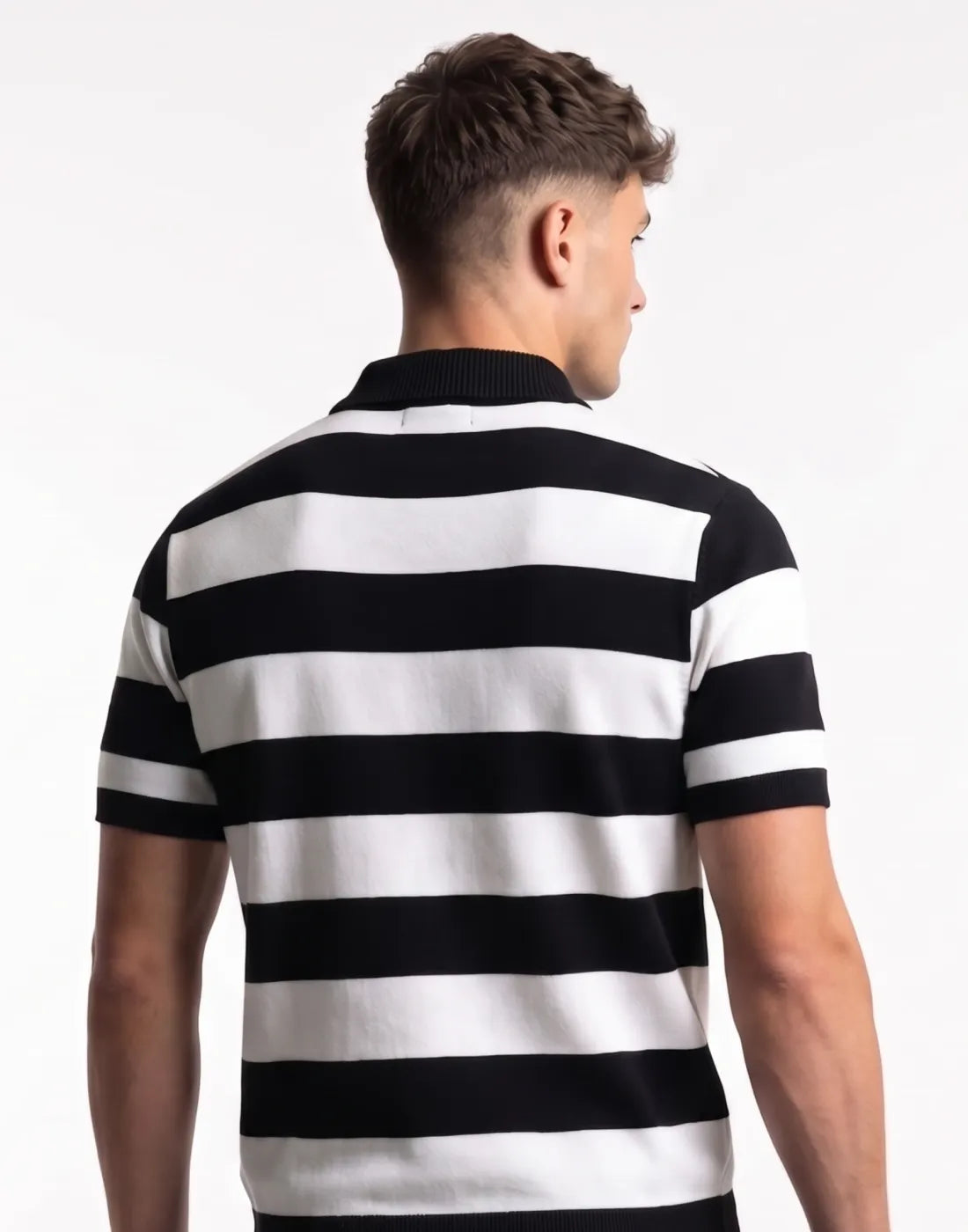 Zebra Stripe Knitted Urban Polo T-shirt