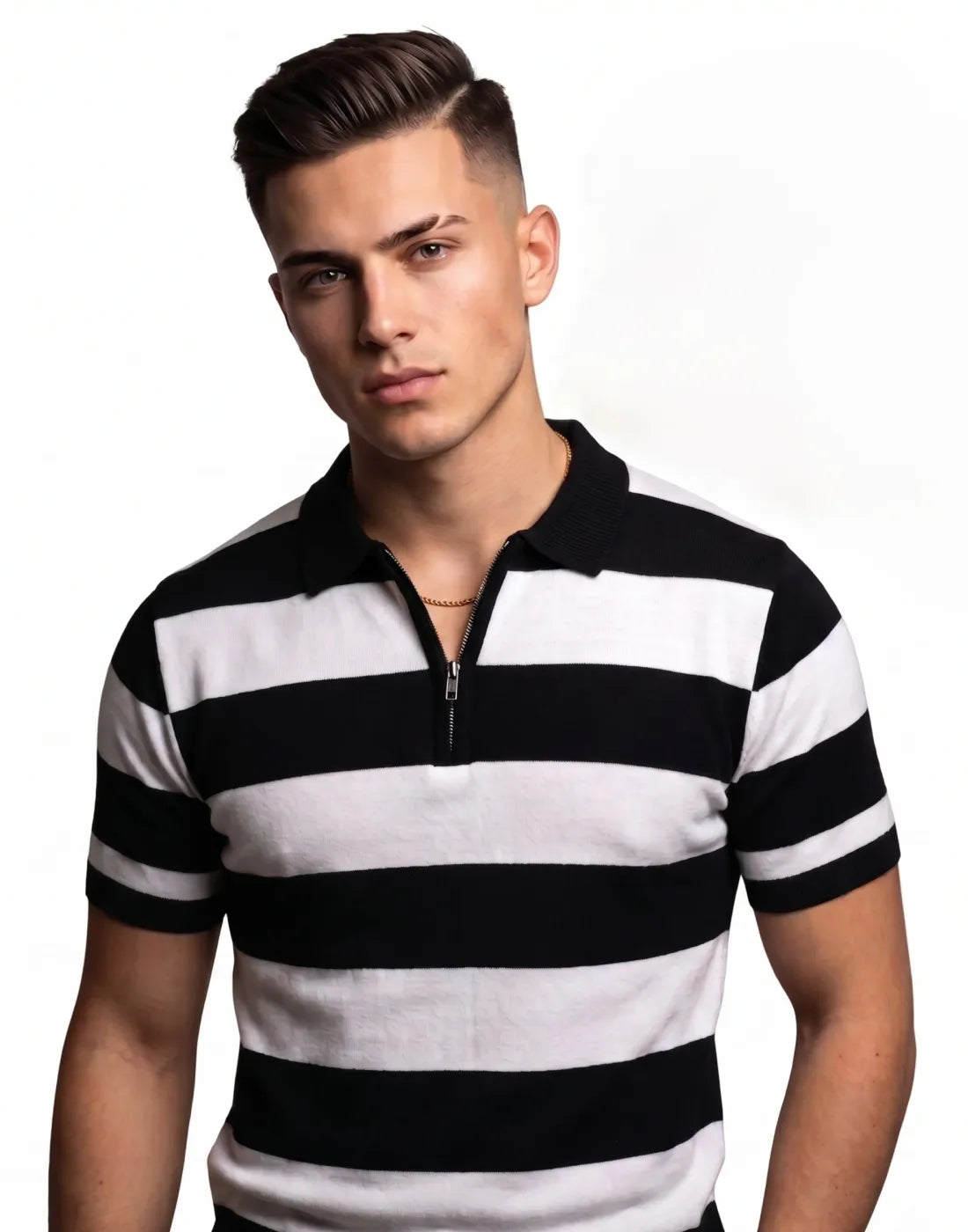 Zebra Stripe Knitted Urban Polo T-shirt